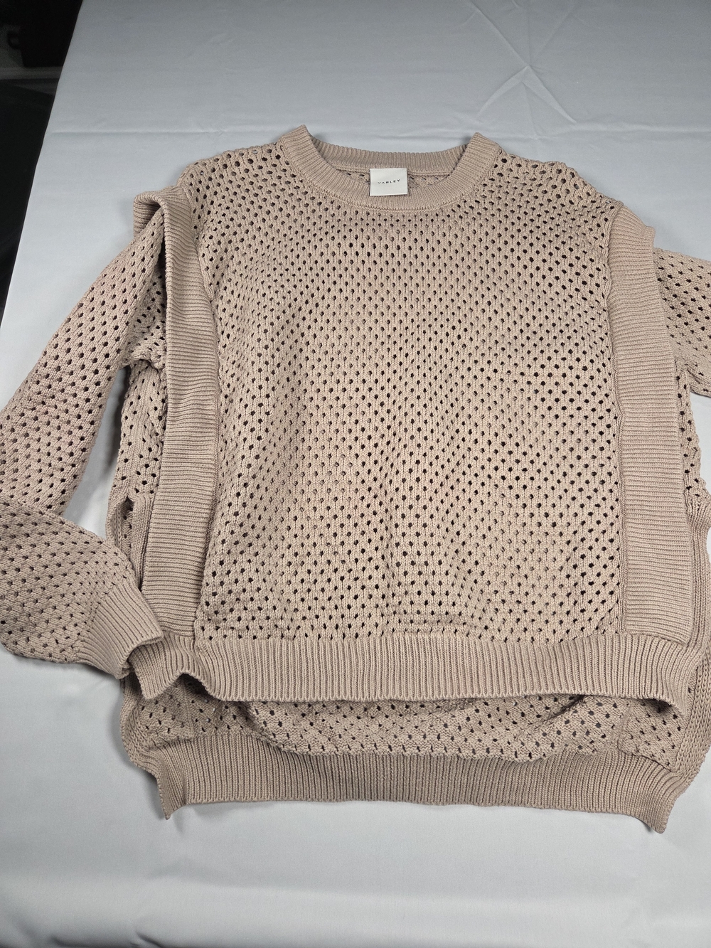 Varley Open-Knit Scoopneck Sweater in Blush